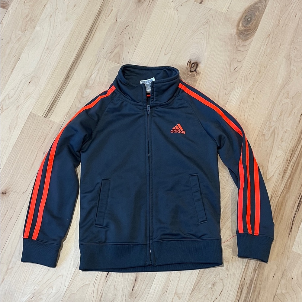 Adidas Kids Navy Hoodie with Red Stripes